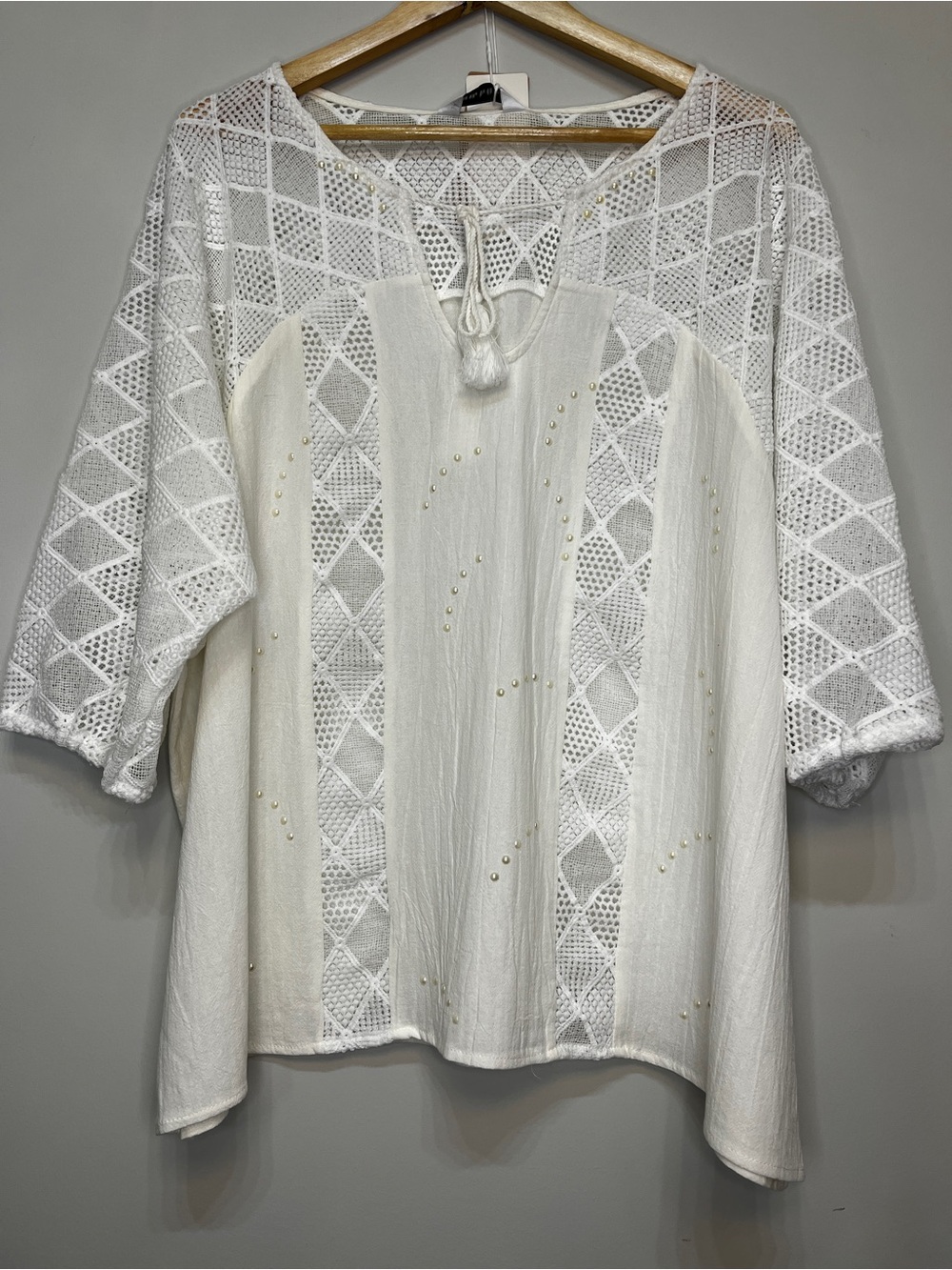 White Boho Tie-Front Top